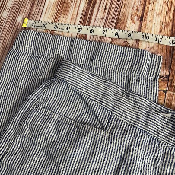 J Jill Love 100% Linen Size Large Blue White Stripe Crop Wide Leg Pants 36x23 - Picture 7 of 12